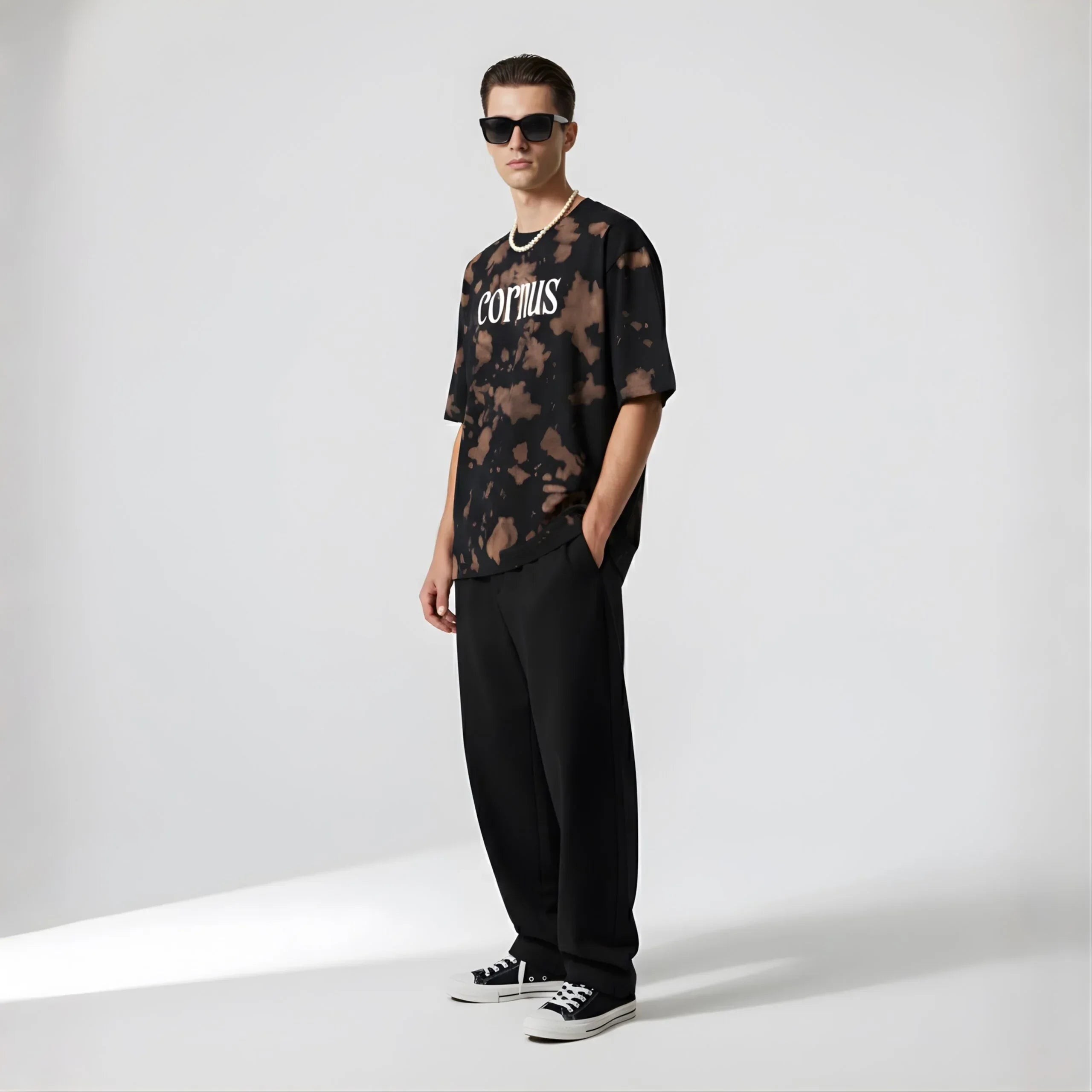 Cornus Bleach-Effect Oversized T-Shirt - Cornus Fashion