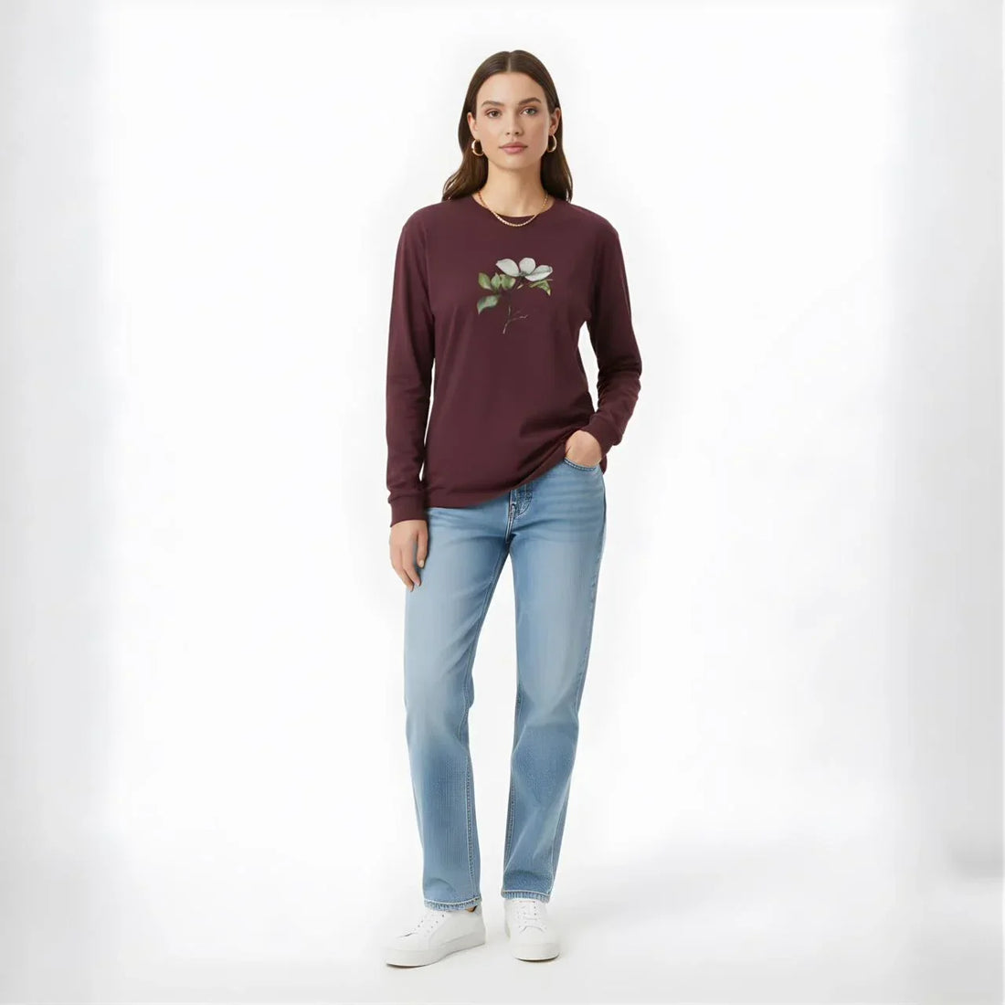 Blossom Grace Floral Long-Sleeve Tee - Cornus Fashion