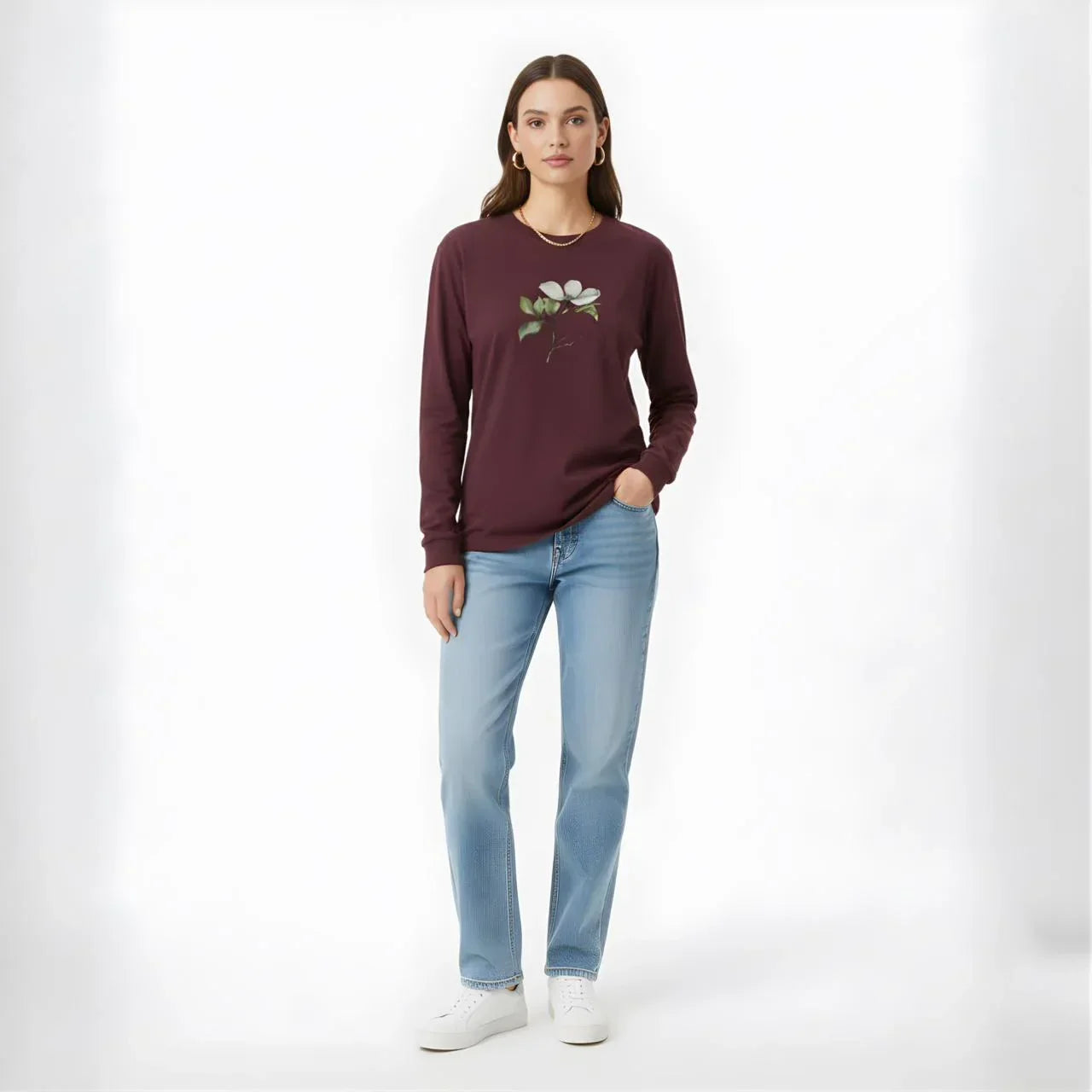 Blossom Grace Floral Long-Sleeve Tee - Cornus Fashion
