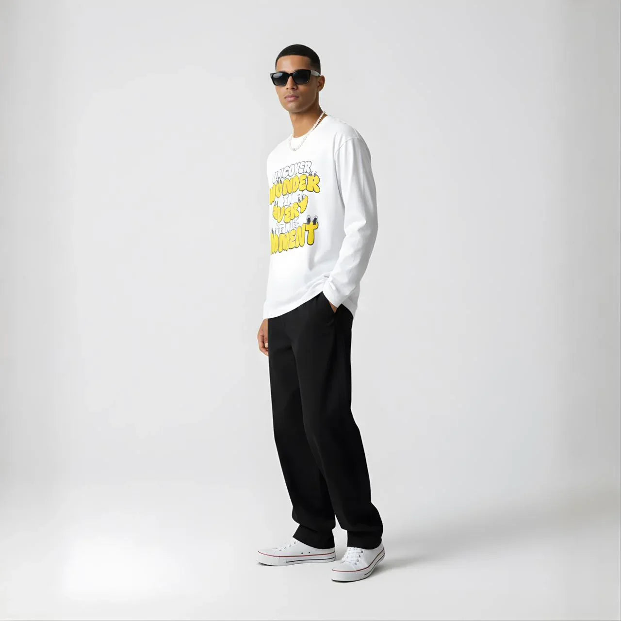 WonderWave Men’s Graphic Long-Sleeve Tee - Cornus Fashion