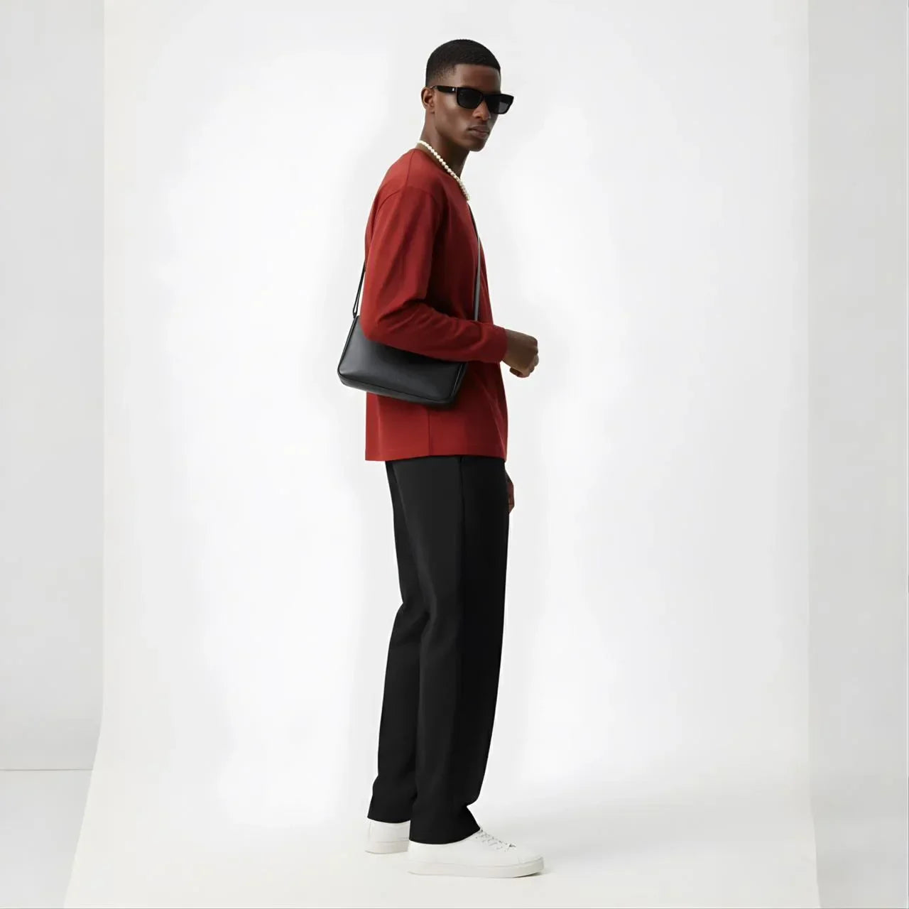 Crimson Luxe Men’s Premium Long-Sleeve Tee - Cornus Fashion