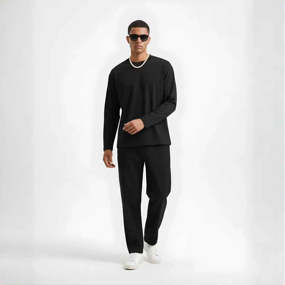 Midnight Essential Men’s Premium Long-Sleeve Tee - Cornus Fashion