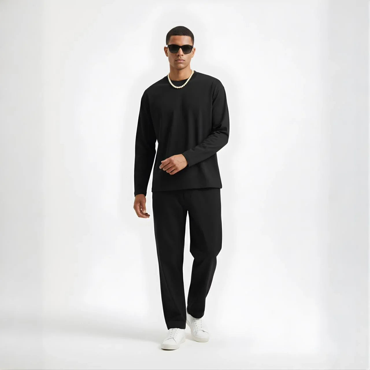 Midnight Essential Men’s Premium Long-Sleeve Tee - Cornus Fashion