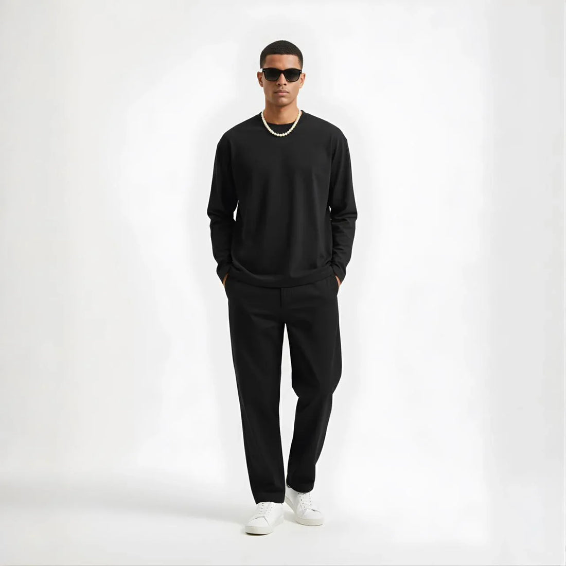 Midnight Essential Men’s Premium Long-Sleeve Tee - Cornus Fashion
