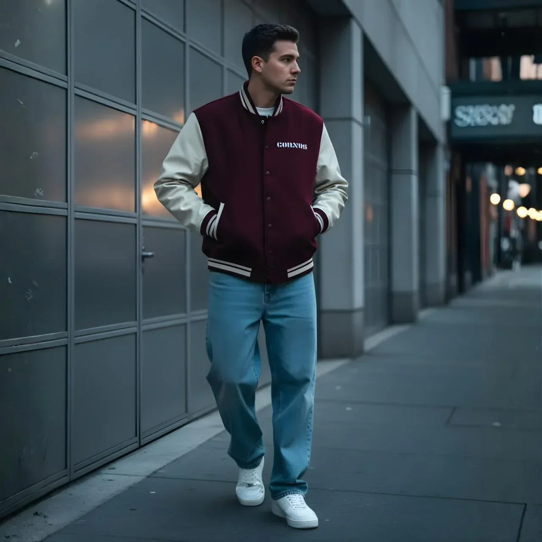 Crimson Classic Varsity Jacket - Cornus Fashion