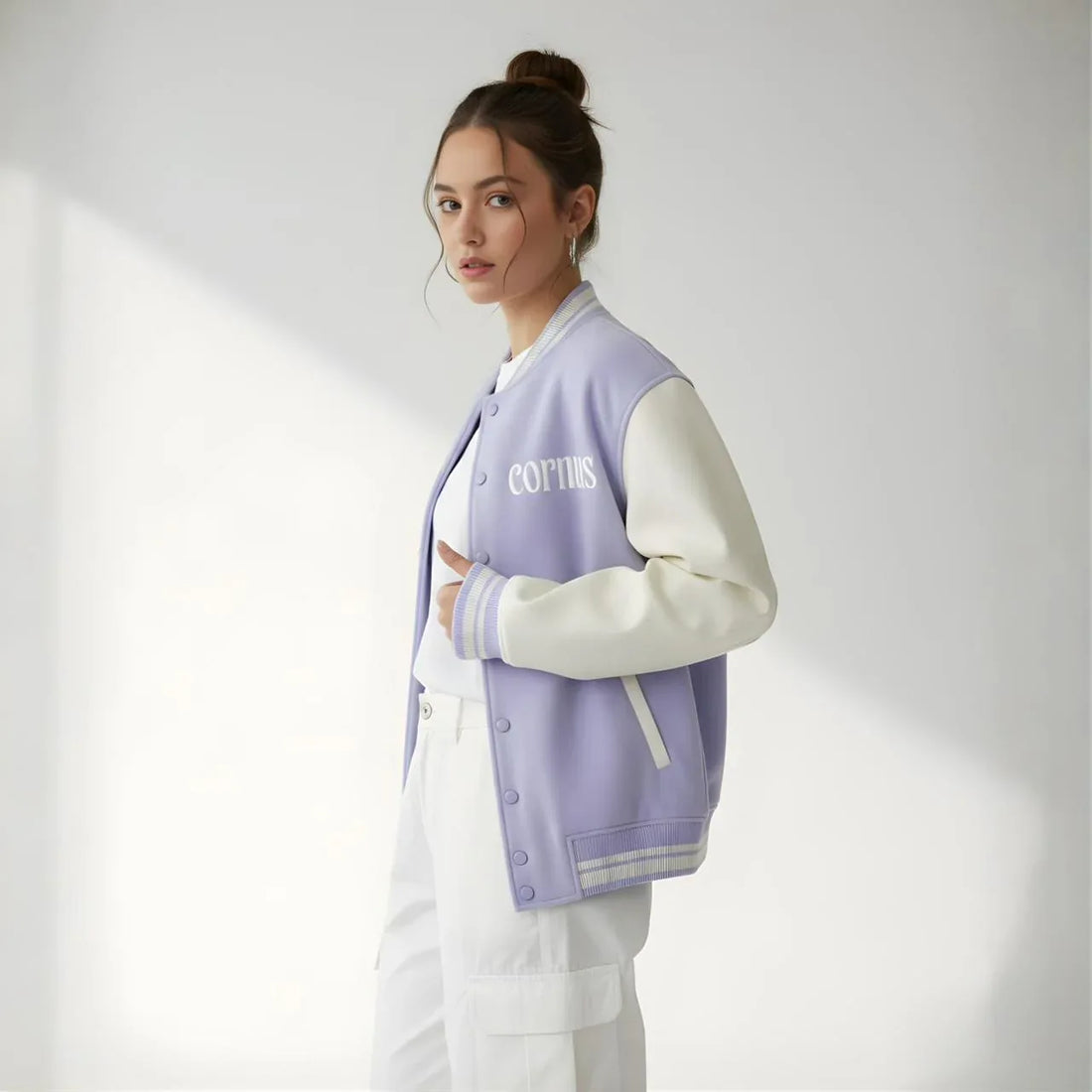 Cornus Lavender Varsity Jacket - Cornus Fashion