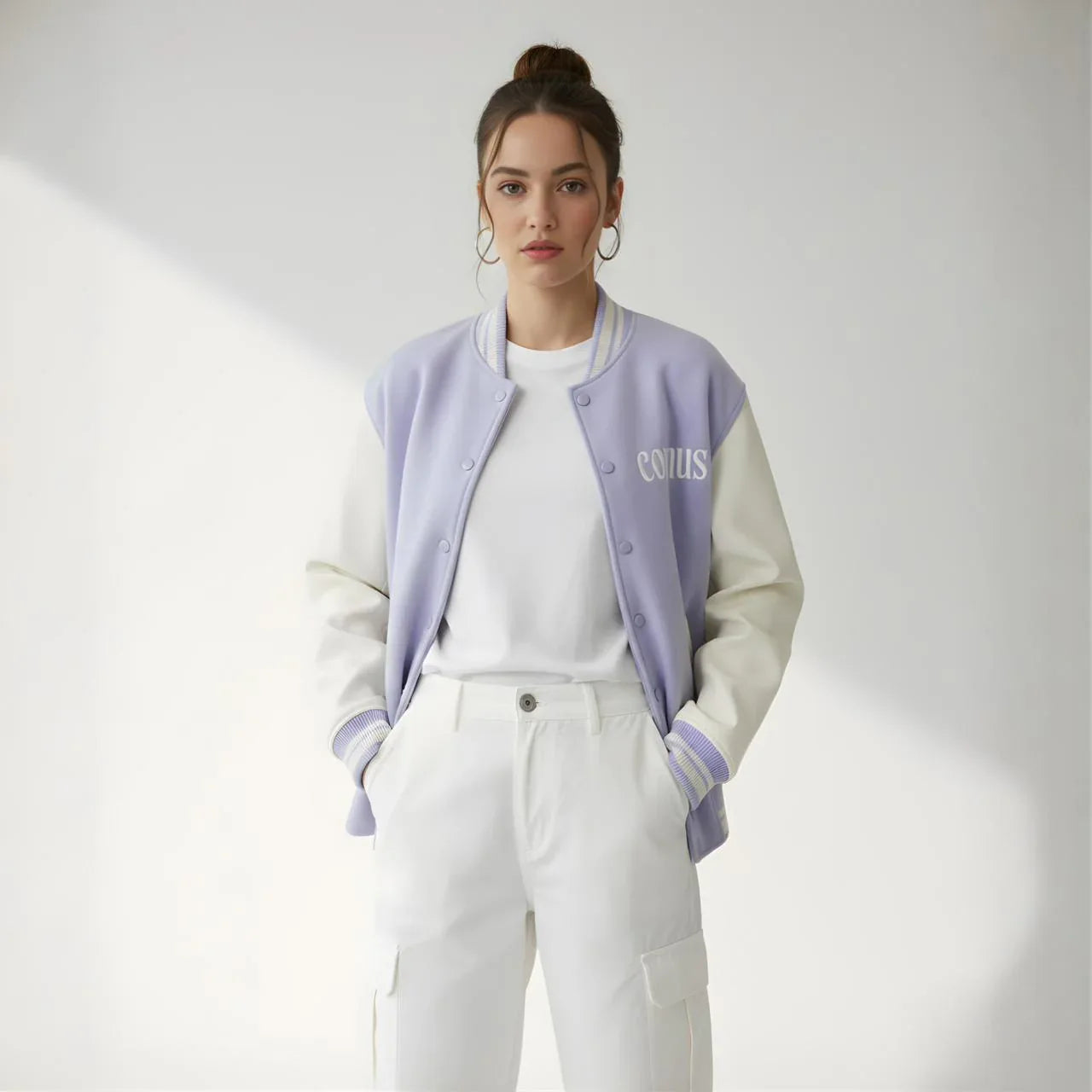 Cornus Lavender Varsity Jacket - Cornus Fashion